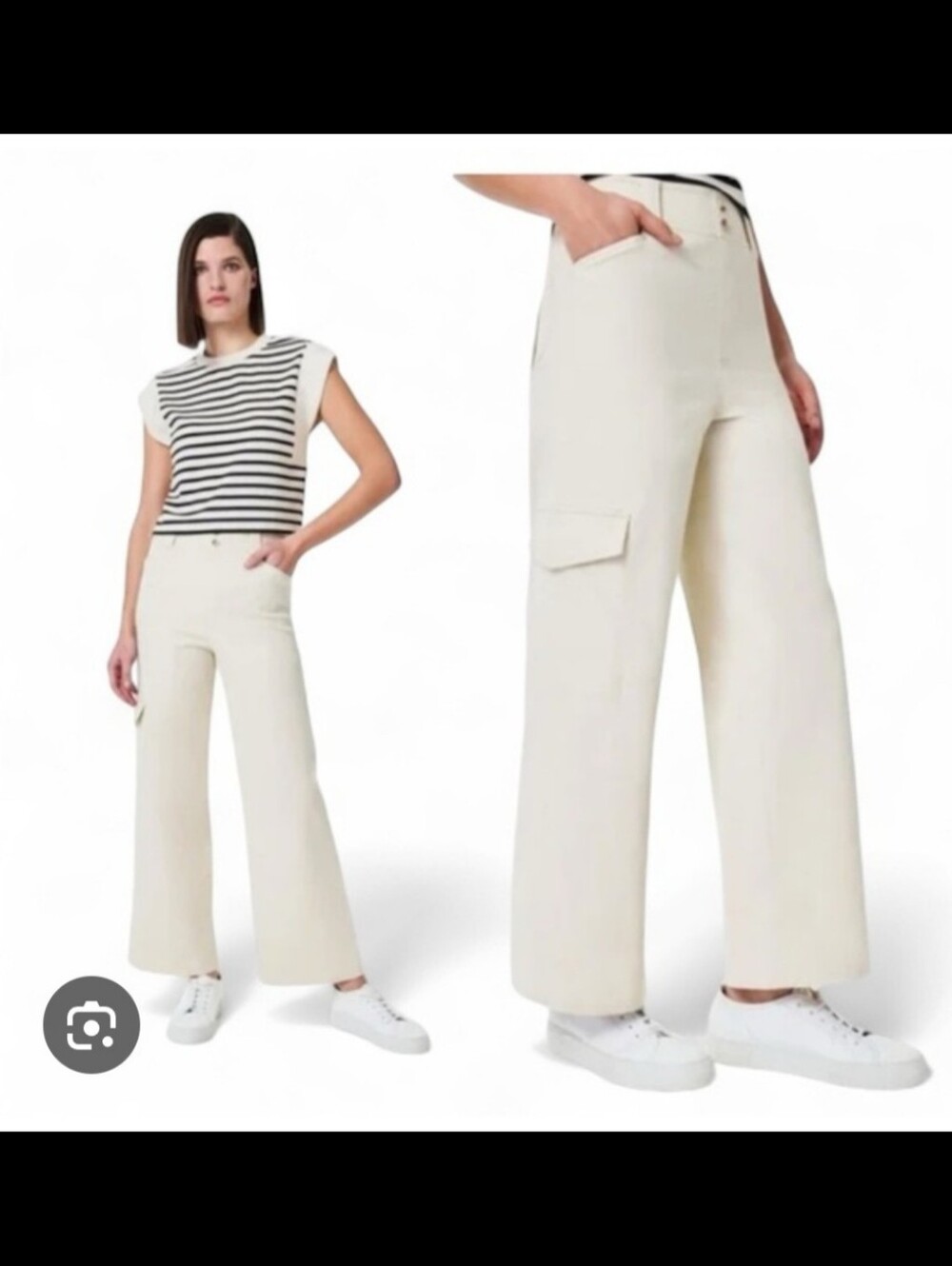 SPANX STRETCH TWILL CROPPED TROUSER CARGO POCKET XL NWT